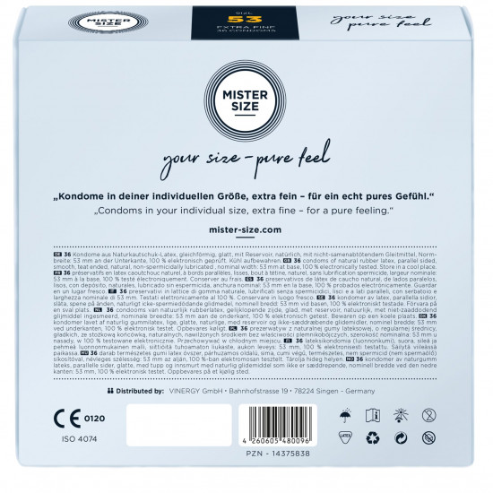 Презервативи Mister Size - pure feel - 53 (36 condoms), товщина 0,05 мм Презервативи Mister Size - pure feel - 53 (36 condoms), товщина 0,05 мм