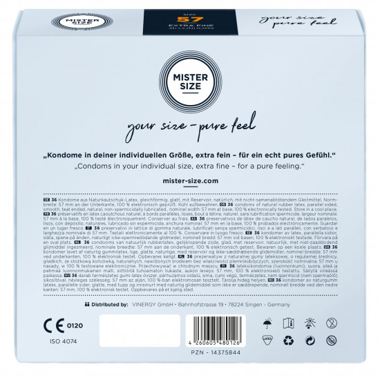 Презервативи Mister Size - pure feel - 57 (36 condoms), товщина 0,05 мм Презервативи Mister Size - pure feel - 57 (36 condoms), товщина 0,05 мм