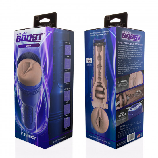 Мастурбатор-вагіна Fleshlight Boost Bang, плавні кільця Turbo Tech Мастурбатор-вагіна Fleshlight Boost Bang, плавні кільця Turbo Tech