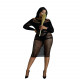 Сукня-бодістокінг Moonlight Plus Model 03 XL-XXXL Black, міді, довгий рукав Сукня-бодістокінг Moonlight Plus Model 03 XL-XXXL Black, міді, довгий рукав