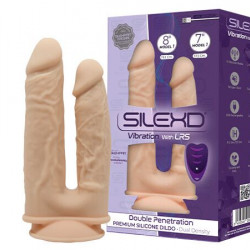Подвійний фалоімітатор з вібрацією SilexD Double Gusto Vibro Flesh (Model 1 size 8" & 7") + LRS, діа