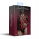 Жіноча збруя з ланцюгом та фіксаторами Feral Feelings Harness with Cuffs Red Жіноча збруя з ланцюгом та фіксаторами Feral Feelings Harness with Cuffs Red