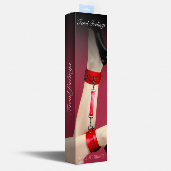 Поножі Feral Feelings – Ankle Restraints, натуральна шкіра, red Поножі Feral Feelings – Ankle Restraints, натуральна шкіра, red