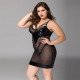 Сукня з латексними вставками JSY «Пристрасна Ельза» Plus Size, Black, мереживо, стрепи, сітка Сукня з латексними вставками JSY «Пристрасна Ельза» Plus Size, Black, мереживо, стрепи, сітка