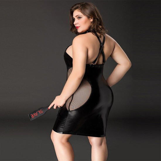 Еротична сукня JSY «Спокуслива Міла» Plus Size Black, прозорі вставки, стрепи, халтер Еротична сукня JSY «Спокуслива Міла» Plus Size Black, прозорі вставки, стрепи, халтер