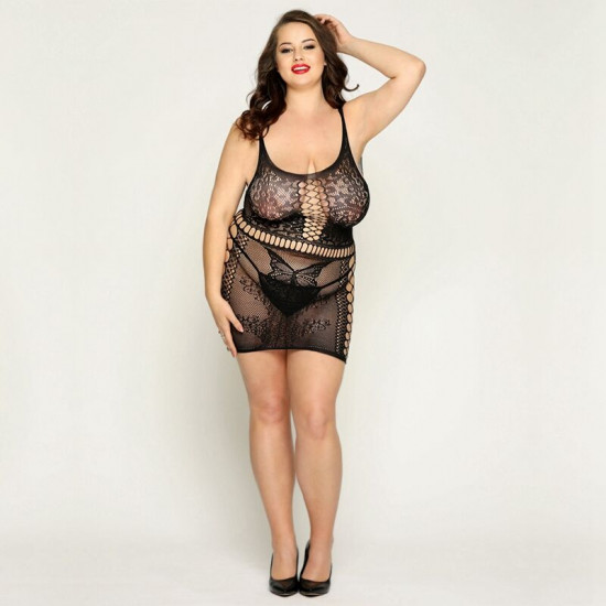 Сітчаста сукня з метеликами JSY «Сексапільна Емілі» Plus Size, Black, імітація шнурівки, мереживо Сітчаста сукня з метеликами JSY «Сексапільна Емілі» Plus Size, Black, імітація шнурівки, мереживо