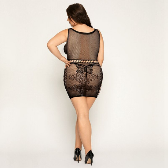 Сітчаста сукня з метеликами JSY «Сексапільна Емілі» Plus Size, Black, імітація шнурівки, мереживо Сітчаста сукня з метеликами JSY «Сексапільна Емілі» Plus Size, Black, імітація шнурівки, мереживо