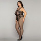 Сітчастий бодістокінг JSY «Ніжна Люсі» Plus Size, black, імітація боді, імітація шнурівки Сітчастий бодістокінг JSY «Ніжна Люсі» Plus Size, black, імітація боді, імітація шнурівки