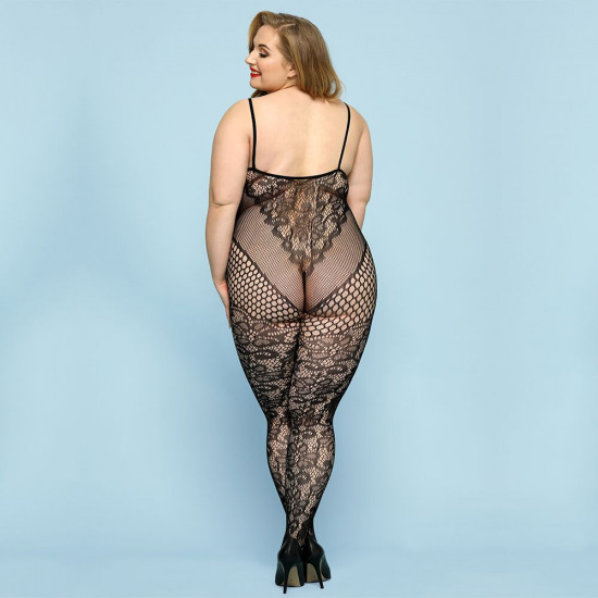 Відвертий бодістокінг JSY «Фатальна Скарлет» Plus Size, Black, імітація боді, мереживо, доступ Відвертий бодістокінг JSY «Фатальна Скарлет» Plus Size, Black, імітація боді, мереживо, доступ
