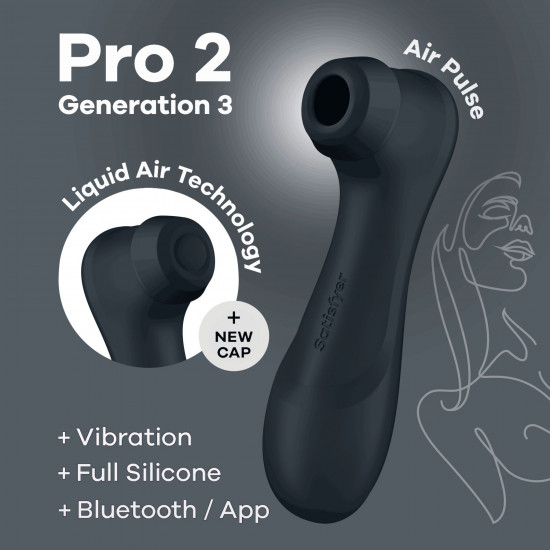 Вакуумний кліторальний стимулятор Satisfyer Pro 2 Generation 3 with Liquid Air Connect App Dark Grey Вакуумний кліторальний стимулятор Satisfyer Pro 2 Generation 3 with Liquid Air Connect App Dark Grey