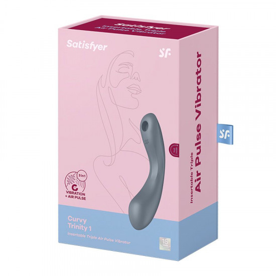 Вакуумний стимулятор з вібрацією Satisfyer Curvy Trinity 1 Bluegrey, іграшка 3в1 Вакуумний стимулятор з вібрацією Satisfyer Curvy Trinity 1 Bluegrey, іграшка 3в1