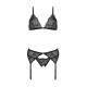 Комплект з відкритим доступом Passion DELIENA SET L/XL black, ліф, стрінги, пояс для панчіх Комплект з відкритим доступом Passion DELIENA SET L/XL black, ліф, стрінги, пояс для панчіх