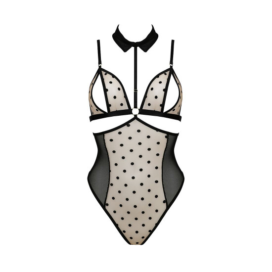 Боді з відкритими грудьми Passion DOMINICA BODY L/XL beige, комір-чокер, корсет Боді з відкритими грудьми Passion DOMINICA BODY L/XL beige, комір-чокер, корсет