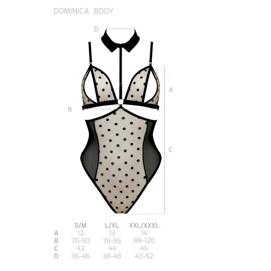 Боді з відкритими грудьми Passion DOMINICA BODY L/XL beige, комір-чокер, корсет Боді з відкритими грудьми Passion DOMINICA BODY L/XL beige, комір-чокер, корсет