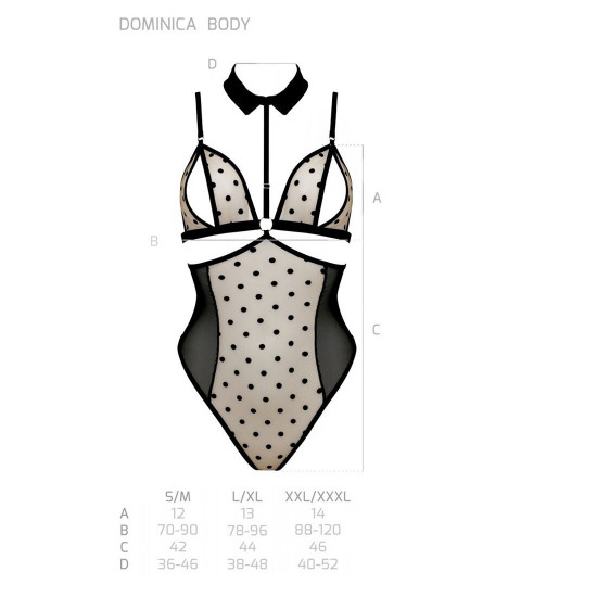 Боді з відкритими грудьми Passion DOMINICA BODY S/M black, комір-чокер, корсет Боді з відкритими грудьми Passion DOMINICA BODY S/M black, комір-чокер, корсет