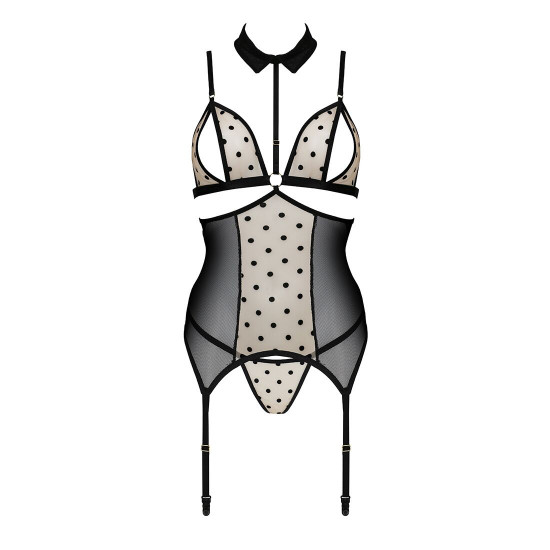 Корсет з відкритими грудьми Passion DOMINICA CORSET XXL/XXXL beige, пажі для панчіх, стрінги Корсет з відкритими грудьми Passion DOMINICA CORSET XXL/XXXL beige, пажі для панчіх, стрінги
