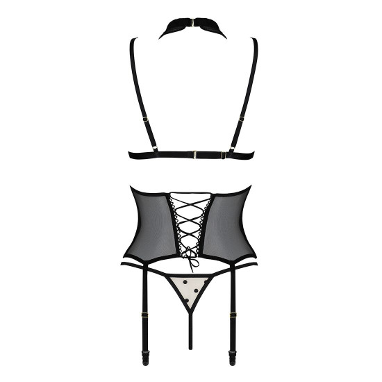 Корсет з відкритими грудьми Passion DOMINICA CORSET XXL/XXXL beige, пажі для панчіх, стрінги Корсет з відкритими грудьми Passion DOMINICA CORSET XXL/XXXL beige, пажі для панчіх, стрінги