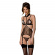 Корсет з відкритими грудьми Passion DOMINICA CORSET L/XL black, пажі для панчіх, стрінги Корсет з відкритими грудьми Passion DOMINICA CORSET L/XL black, пажі для панчіх, стрінги