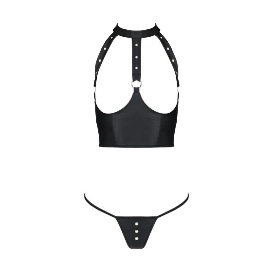 Комплект білизни з відкритими грудьми Passion GENEVIA SET WITH OPEN BRA S/M black, корсет, стрінги Комплект білизни з відкритими грудьми Passion GENEVIA SET WITH OPEN BRA S/M black, корсет, стрінги