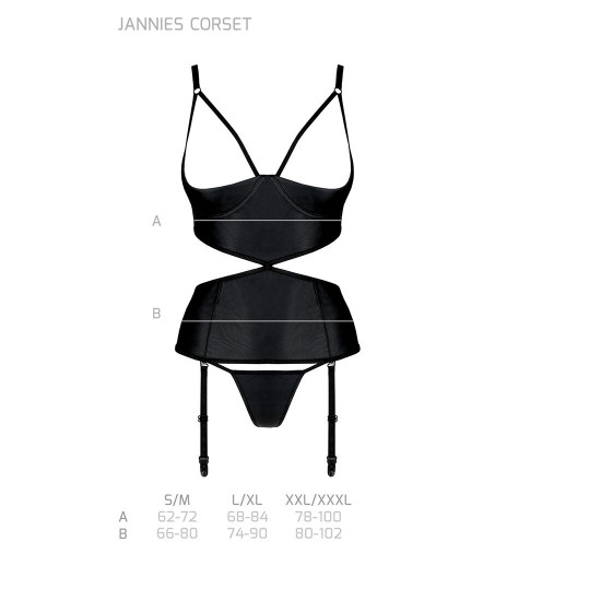 Корсет з відкритими грудьми Passion JANNIES CORSET L/XL black, стрінги в наборі Корсет з відкритими грудьми Passion JANNIES CORSET L/XL black, стрінги в наборі