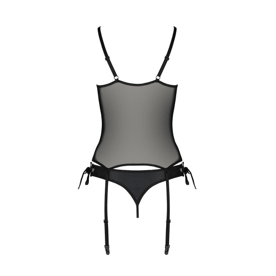 Корсет зі шнурівкою Passion NESSY CORSET XXL/XXXL black, стрінги з відкритим доступом, пажі для панч Корсет зі шнурівкою Passion NESSY CORSET XXL/XXXL black, стрінги з відкритим доступом, пажі для панч