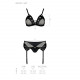 Комплект білизни Passion NESSY SET L/XL black, бюстгальтер, пояс для панчіх, стрінги Комплект білизни Passion NESSY SET L/XL black, бюстгальтер, пояс для панчіх, стрінги