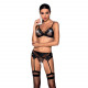 Комплект білизни Passion NESSY SET S/M black, бюстгальтер, пояс для панчіх, стрінги Комплект білизни Passion NESSY SET S/M black, бюстгальтер, пояс для панчіх, стрінги