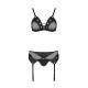 Комплект білизни Passion NESSY SET S/M black, бюстгальтер, пояс для панчіх, стрінги Комплект білизни Passion NESSY SET S/M black, бюстгальтер, пояс для панчіх, стрінги