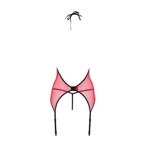 Корсет з пажами для панчіх Passion PEONIA CORSET S/M red, стрінги Корсет з пажами для панчіх Passion PEONIA CORSET S/M red, стрінги