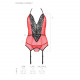 Корсет з пажами для панчіх Passion PEONIA CORSET S/M red, стрінги Корсет з пажами для панчіх Passion PEONIA CORSET S/M red, стрінги