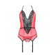 Корсет з пажами для панчіх Passion PEONIA CORSET S/M red, стрінги Корсет з пажами для панчіх Passion PEONIA CORSET S/M red, стрінги