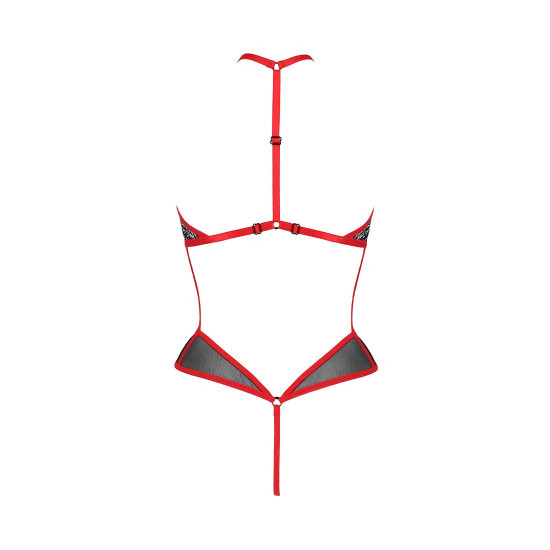 Сітчасте боді з мереживом на грудях Passion SATARA BODY L/XL red Сітчасте боді з мереживом на грудях Passion SATARA BODY L/XL red