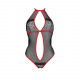 Сітчасте боді з мереживом на грудях Passion SATARA BODY L/XL red Сітчасте боді з мереживом на грудях Passion SATARA BODY L/XL red
