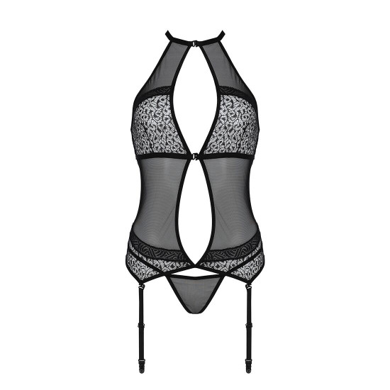 Корсет з пажами Passion SATARA CORSET L/XL black, стрінги, мереживо, застібки спереду та ззаду Корсет з пажами Passion SATARA CORSET L/XL black, стрінги, мереживо, застібки спереду та ззаду