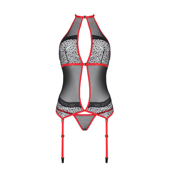 Корсет з пажами PassionSATARA CORSET L/XL red, стрінги, мереживо, застібки спереду та ззаду Корсет з пажами PassionSATARA CORSET L/XL red, стрінги, мереживо, застібки спереду та ззаду