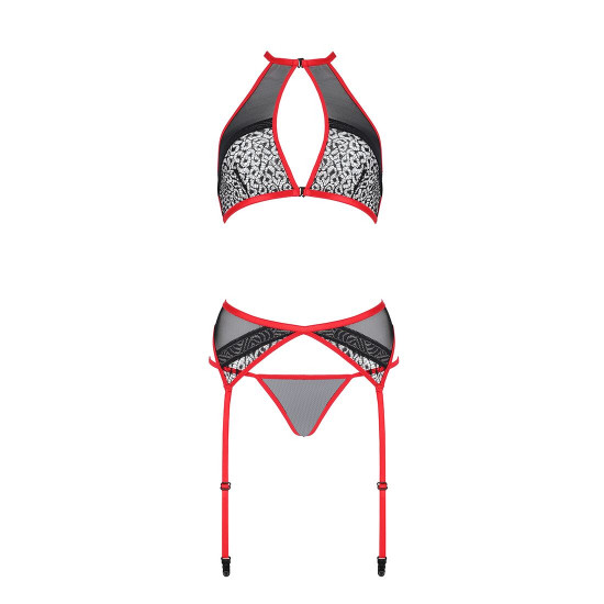 Комплект білизни Passion SATARA SET S/M red, топ, пояс для панчіх, стрінги Комплект білизни Passion SATARA SET S/M red, топ, пояс для панчіх, стрінги