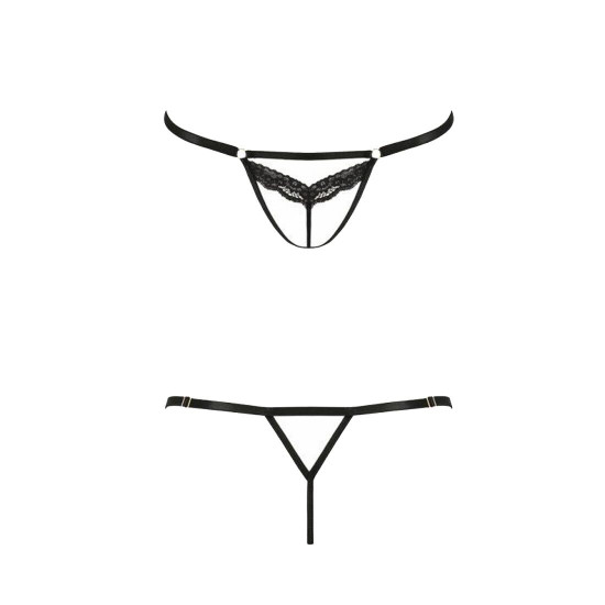 Відверті трусики-стрепи з мереживом Passion Exclusive SOLON THONG XXL/XXXL black Відверті трусики-стрепи з мереживом Passion Exclusive SOLON THONG XXL/XXXL black
