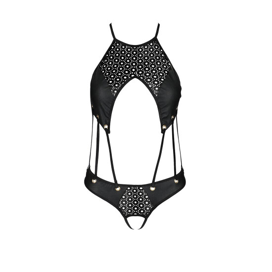 Боді з відкритим доступом Passion TASMINA BODY XXL/XXXL, black, екошкіра, шнурівки, ажурні мережива Боді з відкритим доступом Passion TASMINA BODY XXL/XXXL, black, екошкіра, шнурівки, ажурні мережива