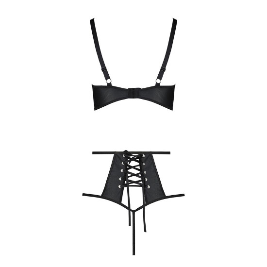 Комплект білизни Passion TASMINA SET L/XL black, ліф, високі трусики з корсетом ззаду Комплект білизни Passion TASMINA SET L/XL black, ліф, високі трусики з корсетом ззаду
