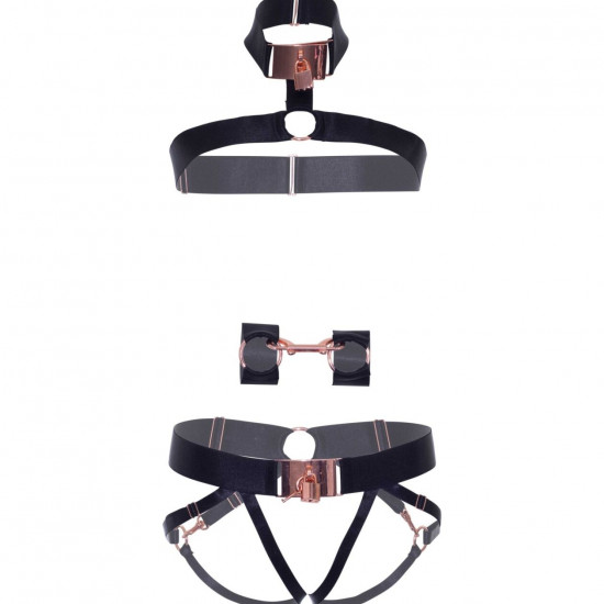 Комплект атласних ременів для бондажу Leg Avenue Satin elastic harness Set, One size, Black Комплект атласних ременів для бондажу Leg Avenue Satin elastic harness Set, One size, Black