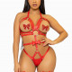 Портупея-тедді з ременів Leg Avenue Studded O-ring harness teddy L Red, екошкіра Портупея-тедді з ременів Leg Avenue Studded O-ring harness teddy L Red, екошкіра