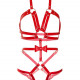 Портупея-тедді з ременів Leg Avenue Studded O-ring harness teddy L Red, екошкіра Портупея-тедді з ременів Leg Avenue Studded O-ring harness teddy L Red, екошкіра