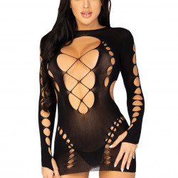 (SALE) Безшовна мінісукня Leg Avenue Long sleeve cut out mini dress One size Black