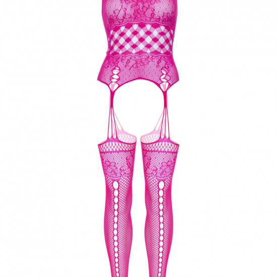 Мереживний бодістокінг з відкритим доступом Leg Avenue High neck lace bodystocking One size Raspberr Мереживний бодістокінг з відкритим доступом Leg Avenue High neck lace bodystocking One size Raspberr