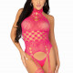 Мереживний бодістокінг з відкритим доступом Leg Avenue High neck lace bodystocking One size Raspberr Мереживний бодістокінг з відкритим доступом Leg Avenue High neck lace bodystocking One size Raspberr