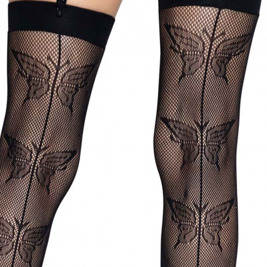 Панчохи-сітка зі швом ззаду Leg Avenue Butterfly back seam this highs One size Black Панчохи-сітка зі швом ззаду Leg Avenue Butterfly back seam this highs One size Black
