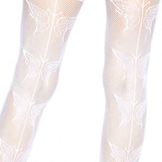 Панчохи-сітка зі швом ззаду Leg Avenue Butterfly back seam thigh highs One size White Панчохи-сітка зі швом ззаду Leg Avenue Butterfly back seam thigh highs One size White
