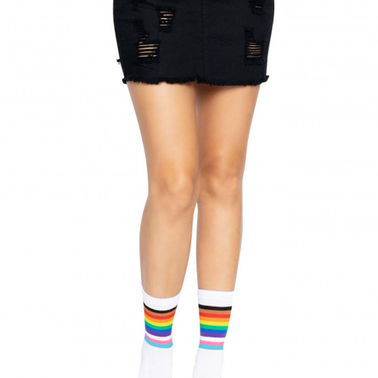 Шкарпетки жіночі в смужку Leg Avenue Pride crew socks Rainbow, 37–43 розмір Шкарпетки жіночі в смужку Leg Avenue Pride crew socks Rainbow, 37–43 розмір