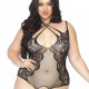 Тедді з відкритим доступом Leg Avenue Net lace crotchless teddy 1X–2X Black, шнурівка на спині Тедді з відкритим доступом Leg Avenue Net lace crotchless teddy 1X–2X Black, шнурівка на спині
