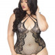 Тедді з відкритим доступом Leg Avenue Net lace crotchless teddy 1X–2X Black, шнурівка на спині Тедді з відкритим доступом Leg Avenue Net lace crotchless teddy 1X–2X Black, шнурівка на спині